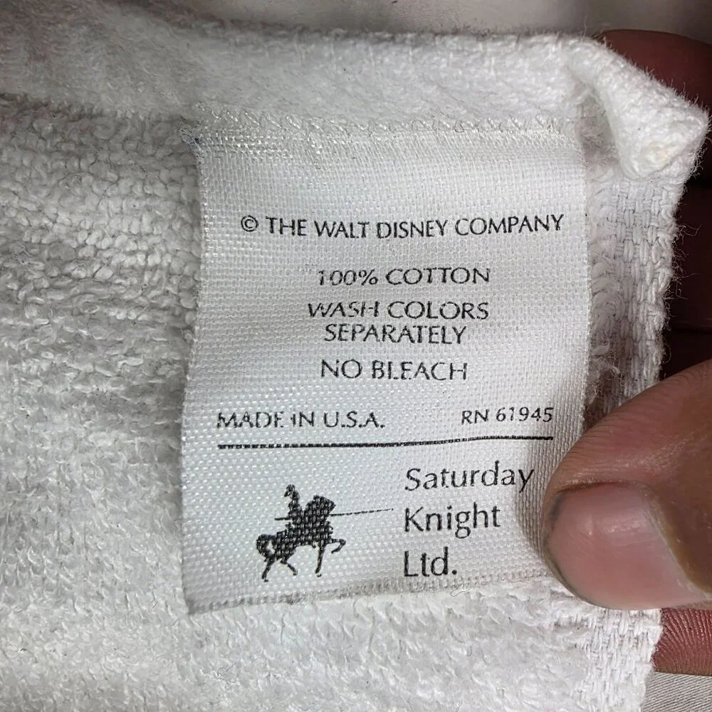 Vintage Walt Disney Mickey Mouse Retro White Cotton Hand Towel Embroidered